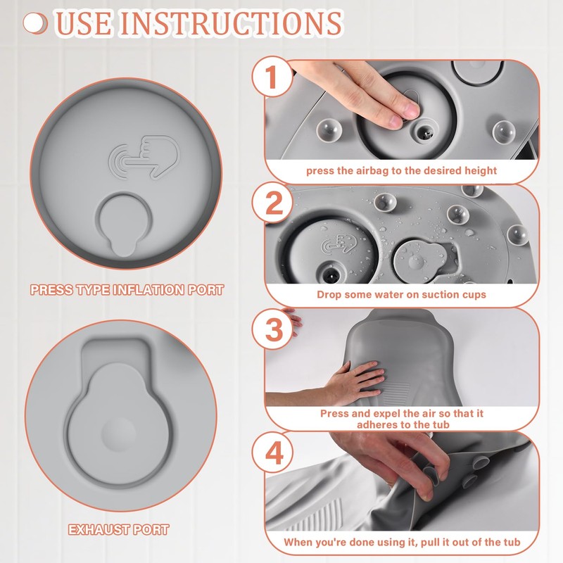 lomonmen Bath Pillow, Ergonomic Neck Pillow, Bathtub Pillow, Bath Mat