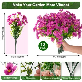 Fanfantoey Artificial Hanging Flowers for Outdoors Summer Decoration, 12“ Hanging Basket with Faux UV Resistant Silk Flowers, Realistic Fake Hanging Eucalyptus Plants for Porch Home Patio Balcony Yard