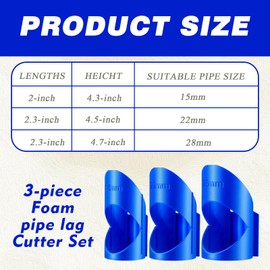 Lagging Cutting Tool 3PCS,Pipe Insulation Cutter Guide for 15mm,22mm,28mm Copper Pipes,Pipe Lagging Tool Precise 45 Degree Angles,Ideal for Pipe Wrap and Mitre Cuts (Blue)