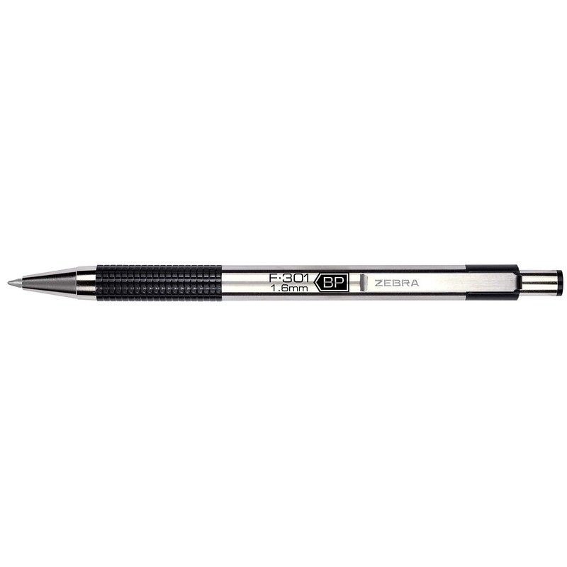 Zebra 892149 Zebra Pen F-301 Stainless Steel Bold Retractable Ballpoint
