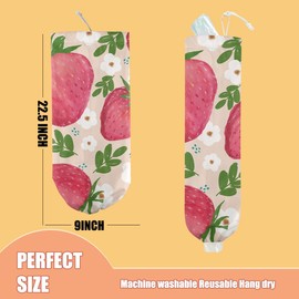 CFGBFDGH Strawberry Red Plastic Bag Holder, Wall Mount Grocery Bag Holder, Kitchen Storage & Organization Product Accessories, Polyester
