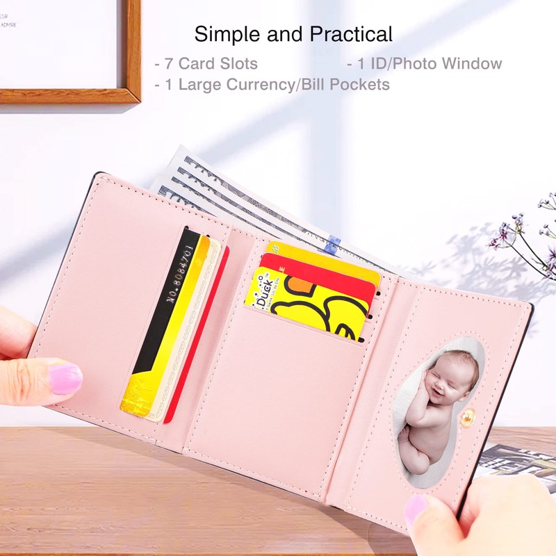 conisy Cute Slim Womens Leather Wallet,Small RFID Blocking Trifold Wallets