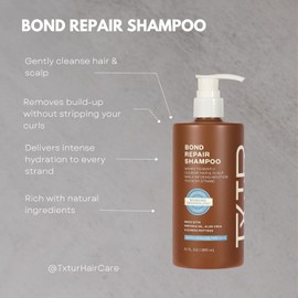 Champú reparador de enlaces para todo tipo de cabello texturizado. Limpia suavemente el cabello y el cuero cabelludo mientras mantiene las ondas.