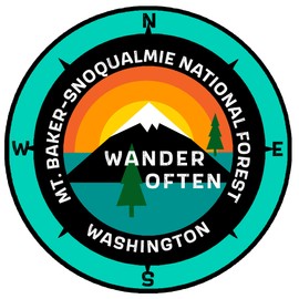 MT. Baker-Snoqualmie National Forest Washington - Wander Often - 3.5" Window Car Truck Decal Sticker Vacation Souvenir Travel Adventure Novelty Theme