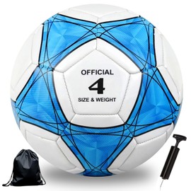 Size 4 Football Unisex - Adult Hybrid Training Football for Children and Adults Football Fans Items Football Lovers Birthday Gift Regular Play (Blue and White, Size 4)