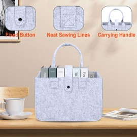 Felt Bag Shopping Basket with Handle Foldable, 30x20x18cm Felt Bag Shopper, Storage Basket Small Suitable, Gray Handle Bag for Shopping, Going Out Storage, Picnic, Work