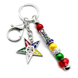 Chan PinPin Order Of The Eastern Star Society Members Jewelry Keychain OES letter Metal Pendant Keyring for Sorority Society Gift Souvenir, Multi, Large
