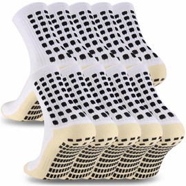 1/3/5/8 Pairs Men’s Soccer Socks Grip Socks Soccer Cushioned Non Slip Grip Sports Football Basketball Socks - Color: Sky Blue, Quantities: 5 Pairs