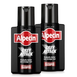 Alpecin Alpecin Grey Attack Caffeine & Colour Shampoo for Men 2x 200ml | Gradually Darker and Stronger Hair | Controlled & Natural Looking Colour Effect for Less Greys | Against Thinning Hair