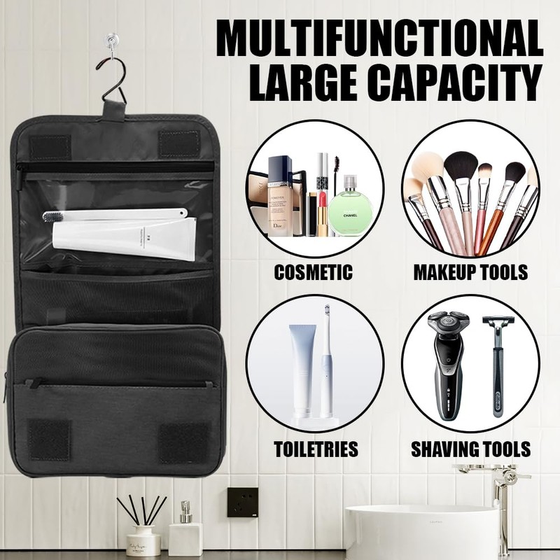 Hanging Toiletry Bag, Black.