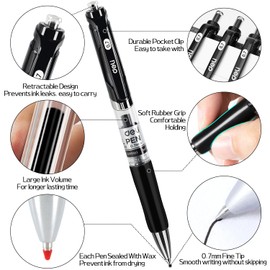 deli Gel Pens, 36 Pcs Retractable Black Ink, 12 Pens with 24 Refills，Medium Point Pen 0.7mm, Smooth Writing, Fast Dry, No Bleed for Journaling Note Taking, Home School Office Supplies