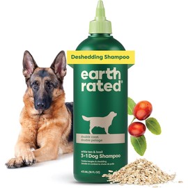 Earth Rated Hypoallergenic 3-in-1 Deshed Dog & Puppy Shampoo & Conditioner, Deodorize 98.5% Natural, 16 oz