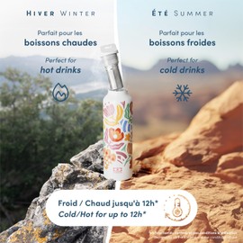 MONBENTO - Water Bottle Insulated Steel Graphic Papercut - 500 ml Stainless Steel Water Bottle - Keeps Drinks Hot/Cold for up to 12 Hours- Metal Bottle with Tea Infuser - Perfect for Work/Picnics