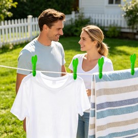 Clothes Pegs for Washing Line, 24 Pack Non Slip Washing Pegs Strong with Strong Spring Plastic Laundry Pegs Washing Clothes Clip, for Garden, Sunbeds Sun Loungers Pool Chairs (4 Colors)