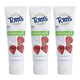 Tom's of Maine Anticavity Fluoride Children's Toothpaste, Kids Toothpaste, Natural Toothpaste, Silly Strawberry, 4.2 Ounce , 3 Count (Pack of 1) | Tom's of Maine