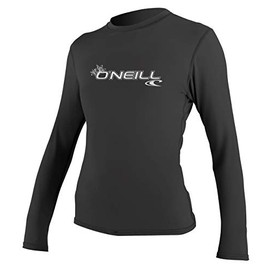 O'Neill Wetsuits Women's Basic Skins Long Sleeve Rash Vest, Black, L UK