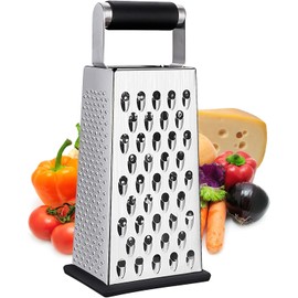QIXIAOTOUQI Kitchen Cheese Grater, Box Grater for Cheese Stainless Steel Vegetable Slicer Food Shredder 4-Sided Convenience Gadgets with Lemon Zester Grater with Handle, Kitchen Gadgets and Tools