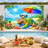 BlissYard Summer Beach Party Banner Cute Sea Turtle Beach Backdrop