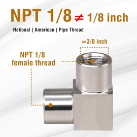 Napredak NPT 1/8 female thread 90 degree elbow pipe fitting connector, 304 stainless steel forged elbow, heavy duty 4350 psi