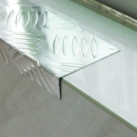 NIDAYE Non Slip Stair and Window Sill Nosing Plate, Staircase Ledge Guard, 2 Pieces Stair Edge Protector for Wood Stairs or Walking Surface, 1"X 3" Aluminum Tread Plate, 36inch Long