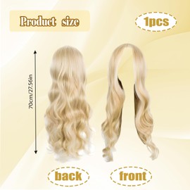 Long Blonde Wave Wigs for Women Girls, Long Blonde Wigs for Women, Ladies Fancy Dress Wig Synthetic Hair, Girls Wave Headband Wig for Masquerade Daily Wear Cosplay