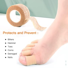 OOTSR Broken Toe Wraps,Disposable Toe Cushioned Bandages Hammer Toe Separator Splints for Corns, Blisters, Hammertoes (L177"-4Pack)
