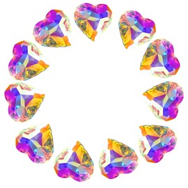 Xgvzs Pack of 12 Colourful Crystal Heart 27 mm Rainbow Maker Heart Prism Chandelier Suncatcher Rainbow Hanging Window Ornament Home Garden Decoration