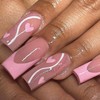 Lifextol 24pc Pink French Tip Square Heart Design Press-on Nails