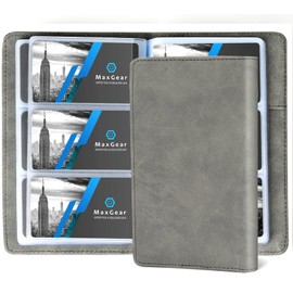 MaxGear Business Card Organizer Business Card Holder Book, Soft Vegan Leather Business Card Binder File Sleeve Storage, Business Card Holders Name Card Holder for Men & Women, 240 Cards, Dark Gray