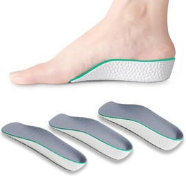 [Kozzim] Secret Insole, Arch Support, Athletic, Half Size, Uncrowded, U-Shaped Heel Height, Insole, Shock Absorption, Anti-Slip, Ultra Lightweight, Height 0.4 inches (1 cm), 0.8 inches (2 cm), Gray)