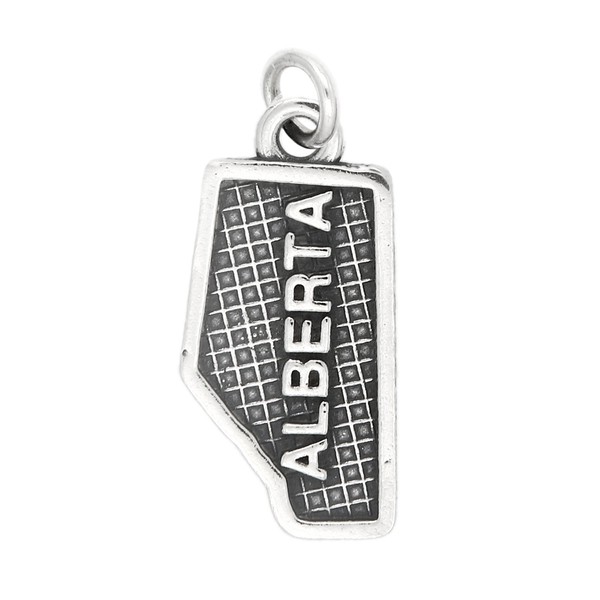 LGU Sterling Silver Oxidized Alberta Canada Map Charm