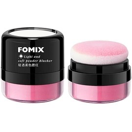 FOMIX Cheek Pom Pom Mineral Cheek with Puff High Gloss Contour Face Blush Cushion Soft High Color Lightweight Feel Breathable Natural Cosmetics 03# Peach Red