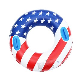 Float Adult 浮輪 Float 90 cm Diameter Large Thick American Flag Pattern Stylish You Handle with Pool Beach Bath Beach Summer Vacation Leisure Supplies Women's Men's