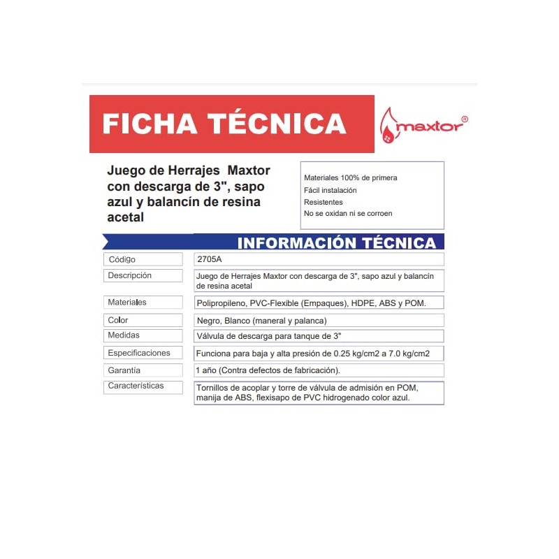 Fleximatic 2705A Juego de herraje maxtor de 3" con sapo