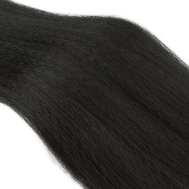 Real Hair Wefts for Sewing, Sew-in Bundles, Human Hair, Yaki Straight Real Hair Wefts, Brazilian Remy Hair, 100% Vrigin Extension, 2 Pieces, 20 / 22 Inches, Black Colour, 8A Grade