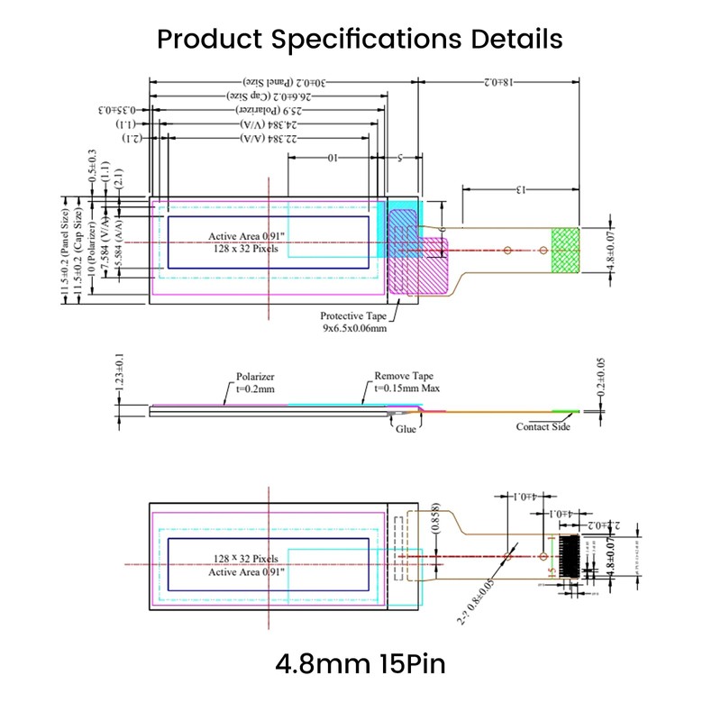 elecsung 1PCS OLED LCD Display Module, 0.91" 4 Wire SPI