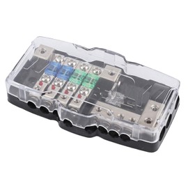 Aramox - Bloques de Fusibles Y Portafusibles, Bloques de Fusibles de Audio para Automóvil, Soportes de Caja de Distribución de 4 Vías, 12 Voltios Digitales con Luz LED, Aptos para Automóviles, Barcos,