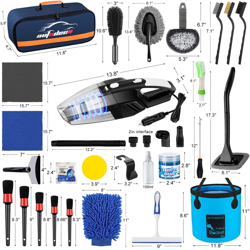 AUTODECO 41Pcs Car Cleaning Wash Kit Interior Detailing Cleaner Kit