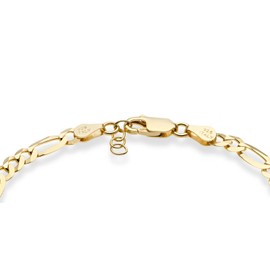 Miabella Solid 18K Gold Over Sterling Silver Italian 5mm Diamond-Cut Figaro Chain Bracelet for Women Men, 925 Made in Italy (Length 6.5 Inches (X-Small))