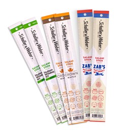 Schaller & Weber Salami Sticks Variety Pack (Zab’s Hot Honey, Hudson Whisky NY, Crown Maple), .85 Oz (Pack of 6) Hickory Smoked Salami | German Style Smoked Sausage Sticks | Gluten Free Protein Snack