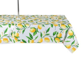 DII CAMZ11292 Spring & Summer Outdoor Tablecloth, Spill Proof and Waterproof with Zipper and Umbrella Hole, Host Backyard Parties, BBQs, Family Gatherings - (Seats 10 to 12), 60x120 w, Lemon Bliss