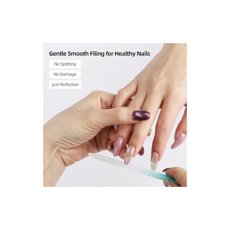 Tbestmax Lima de uñas de cristal para uñas naturales, paquete
