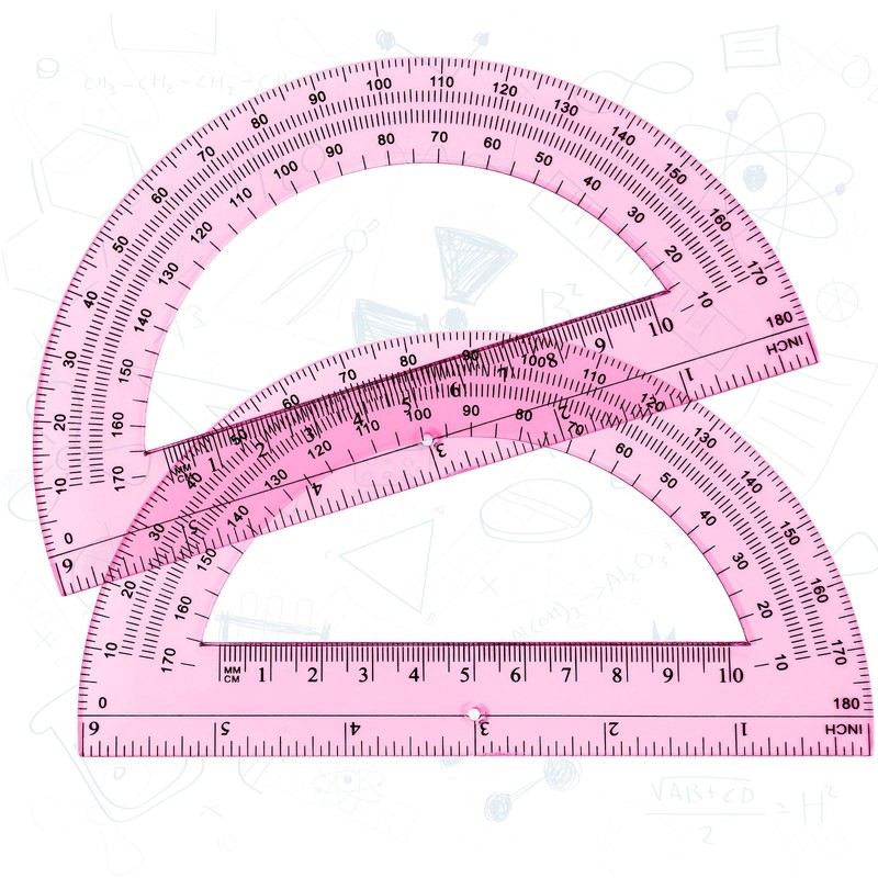Zonon 2 Pcs 6 Inch Plastic Protractor Math Protractors 180