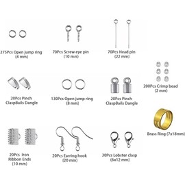 Dokpav 717 Pzs Kit de Bisutería para Hacer Aretes, Joyas, Bisutería Material para Hacer Joyería de Herramientas, Kit de Suministros Herramientas para Hacer o Reparar Joyas (Plata)