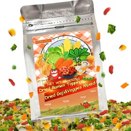 15Oz Freeze Dried Ramen Toppings Goji Vegetable Mix- 9 All Natural Dehydrated Veggies with Goji Berries, Non-GMO, Non Additive, Dry Vegetable Mixed for Noodles, Soups, Camping, and Emergency Food