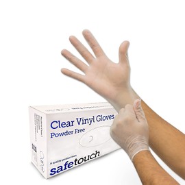 Just Health Disposables 100 x Clear Vinyl Gloves, Medium Gloves - (Box of 100 pcs) | Multipurpose | Powder Free Gloves | Latex Free Gloves | Clear Disposable Gloves