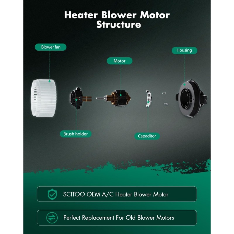 SCITOO Front HVAC Heater Blower Motor with Fan Cage Fit