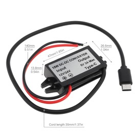 DiGiYes DC-DC 12V/24V to 5V USB C Buck Converter 3A 15W Type-C Interface Waterproof Buck Power Adapter Compatible with Raspberry Pi 4, Mobile Phone