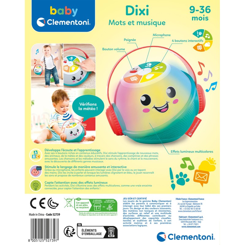 Clementoni 52739 Dixi Words and Music, Multi-Colour