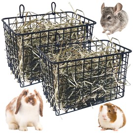kathson 2Pcs Rabbit Hay Feeder Metal Bunny Hay Holder Guinea Pig Hay Rack Reduce Mess Chinchilla Grass Dispenser Small Animlas Hay Manger for Cage Supplies
